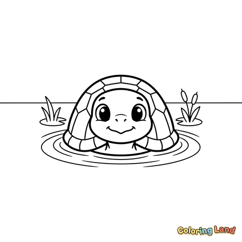 Adorabable Tortue Bébé dans un Étang