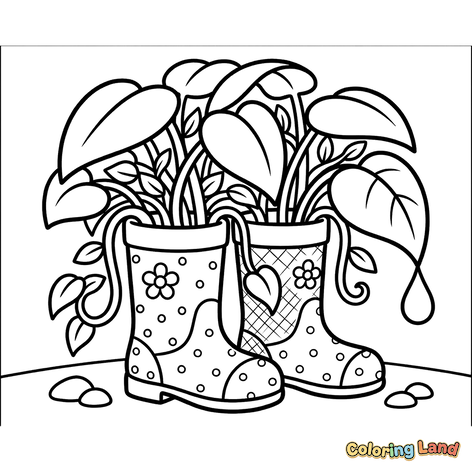 Gartenstiefel mit Pflanzen