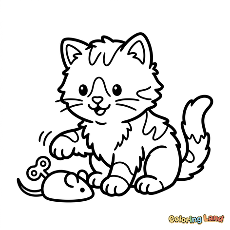 Gatito Juguetón y Ratón de Juguete