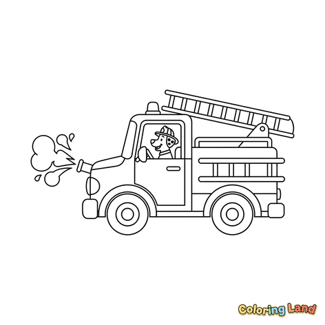 Dalmatian Fire Dog Driving Fire Truck