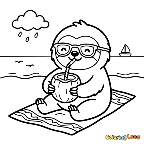 Sloth Vacation at the Beach