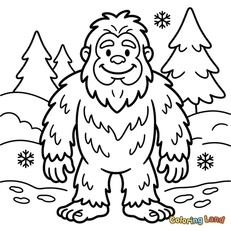 Bigfoot Vesel într-o Pădure Înzăpezită