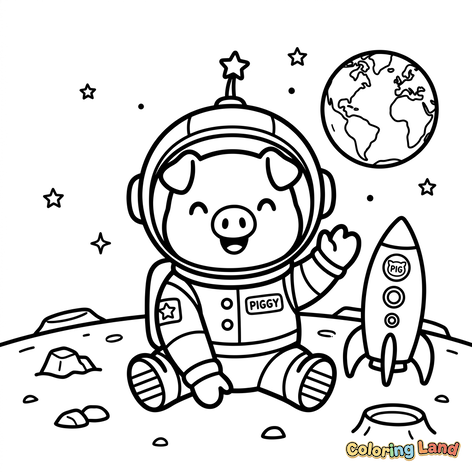Porcuț Astronaut pe Lună