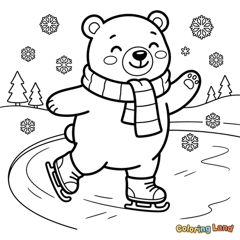 Orso Polare che Pattina in Inverno