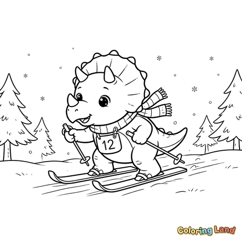 Triceratops cu Schiuri iarna