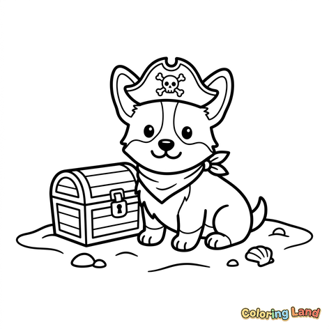 Pirat-Corgi og skattekiste