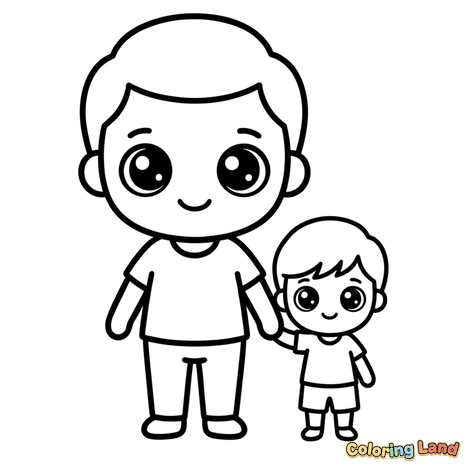 Père et Fils Mignons Se Tenant la Main