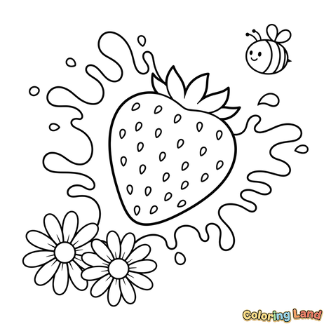 Éclaboussure de Fraise avec Abeille et Marguerites