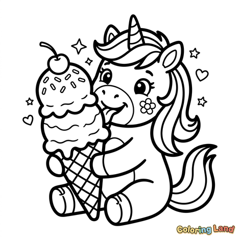 Lindo Unicornio con Helado Gigante