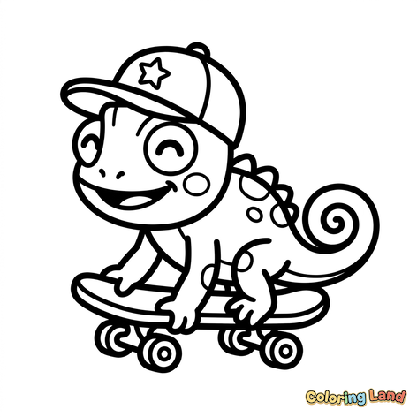 Skaterkamæleon med kasket