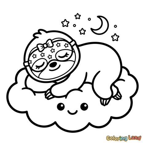 Sleeping Sloth on a Happy Cloud