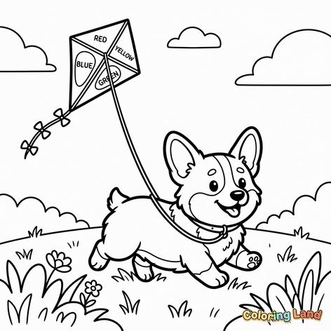 Corgi Feliz a Soltar Pipa