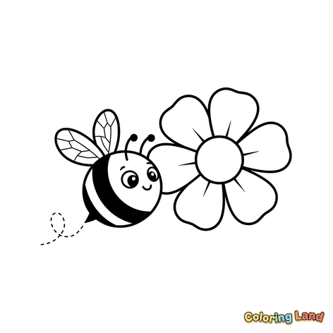 Abelha Feliz Se Aproximando de uma Flor