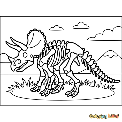 Kerangka Triceratops di Lanskap Prasejarah
