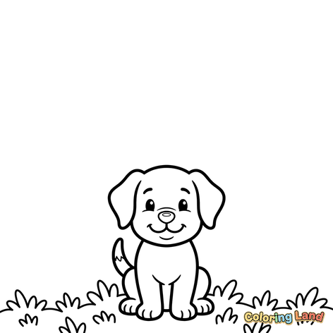 Anak Anjing Bahagia di Rumput