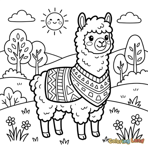 Cute Llama in a Patterned Sweater