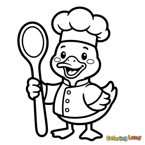 Chef Duck with Cooking Spoon