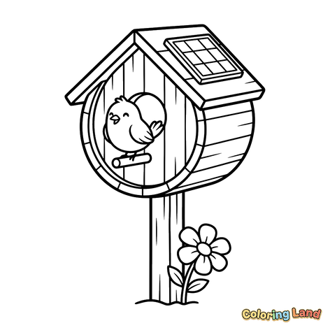 Mignon Oiseau dans un Nichoir Solaire