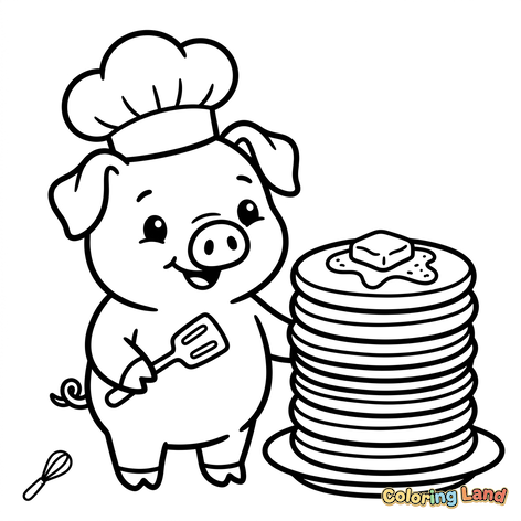 Kochschwein mit Pfannkuchenstapel
