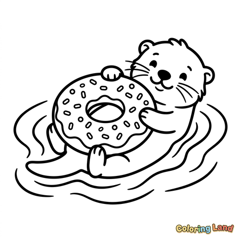 Süßer Otter mit einem Donut