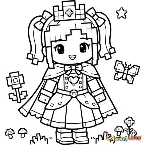 Pixelprinsesse i en blokhave