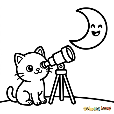 Lindo Gatito Observando las Estrellas