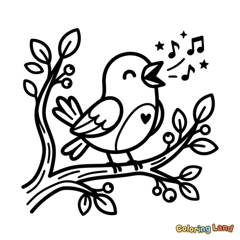 Oiseau chantant sur une branche