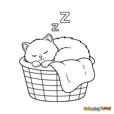 Chat Endormi dans un Panier Douillet