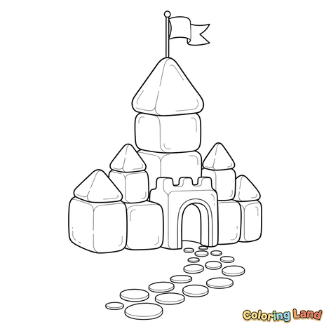 Castelo de Areia com Bandeira e Caminho