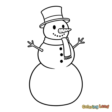Classic Snowman with Top Hat and Scarf
