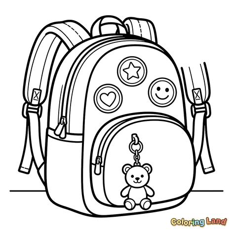 Cute School Backpack with Teddy Bear Charm