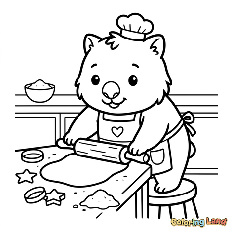 Lille bjørnebaker lager kaker