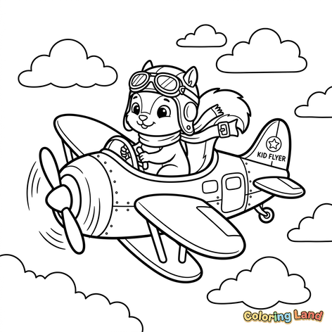 Eichhörnchen-Pilot im Oldtimer-Flugzeug