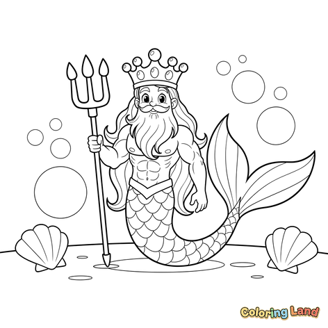 Roi Triton avec Trident et Couronne