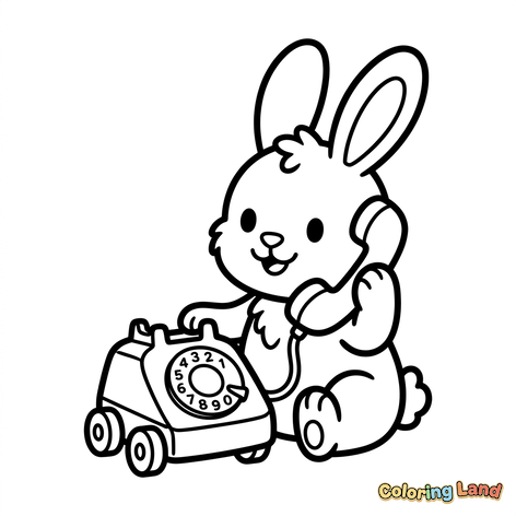Coelhinho Fofo com Telefone Antigo