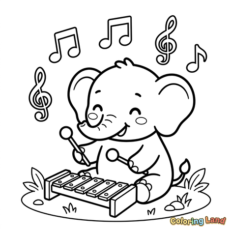 Bayi Gajah Musikal dengan Xilofon