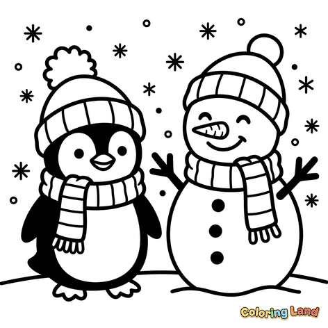 Amici d'Inverno: Pinguino e Pupazzo di Neve