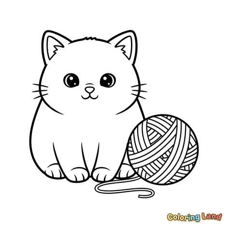 Gatinho Adorável com Novelo de Lã