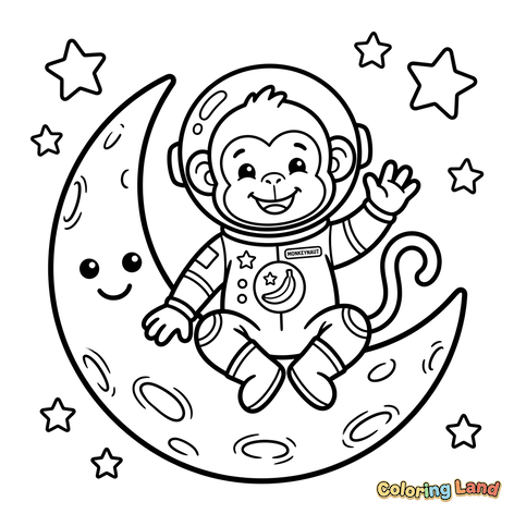 Mono astronauta en la luna