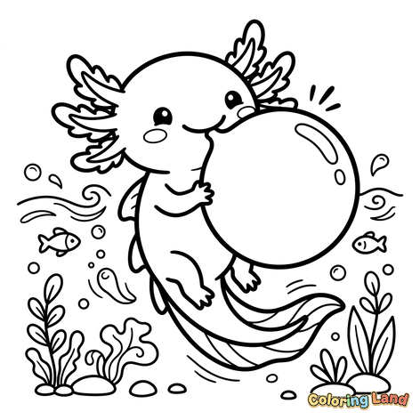 Carino Axolotl che soffia una bolla