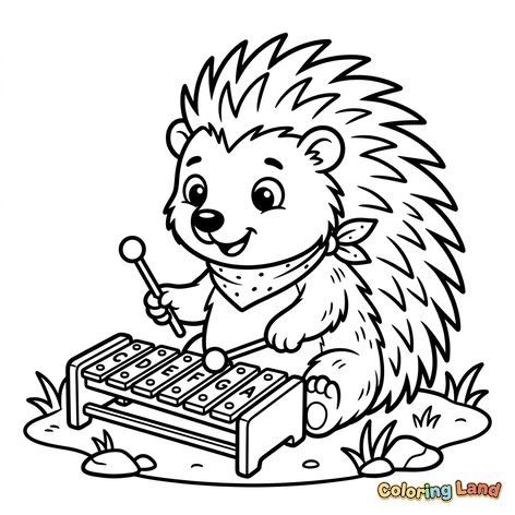Hérisson Musicien avec Xylophone