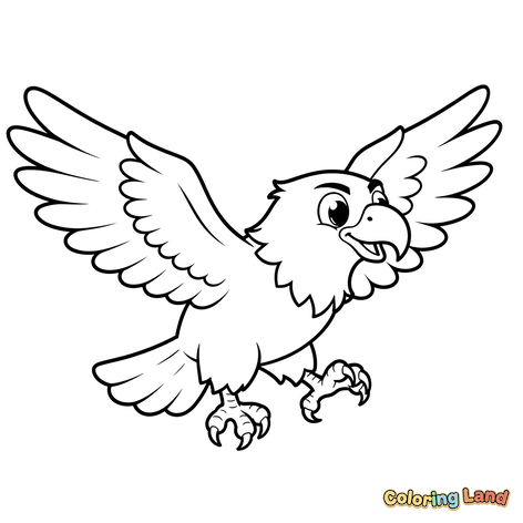 Glücklicher Cartoon-Adler Fliegt