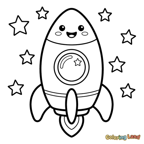 Semplice Razzo Spaziale e Stelle