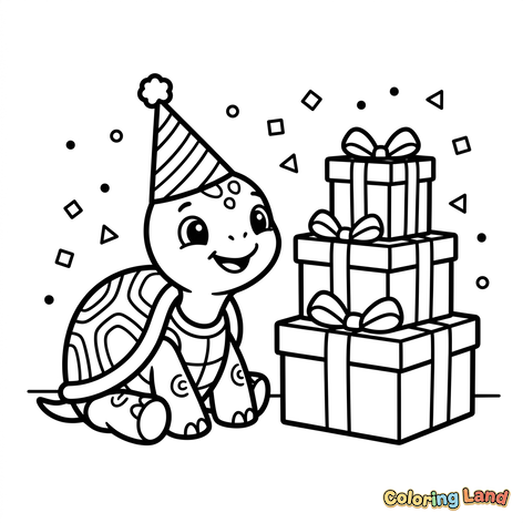 Birthday Turtle with Presents