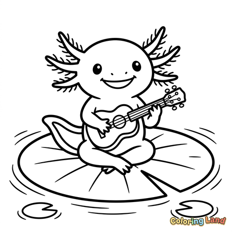 Axolotl Muzical pe o Foaie de Nenumar