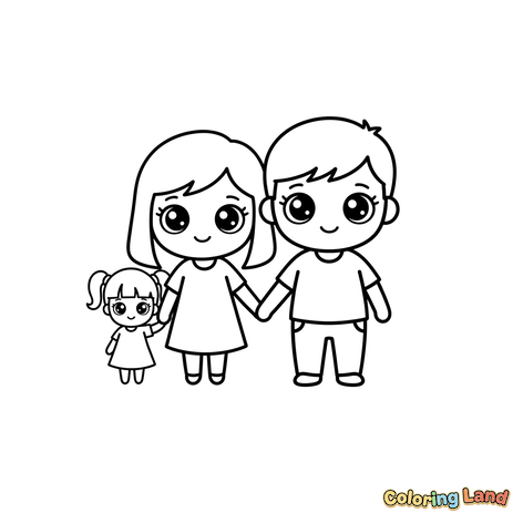 Linda Familia Tomada de la Mano