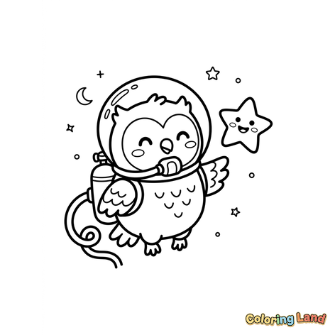 Coruja Astronauta no Espaço