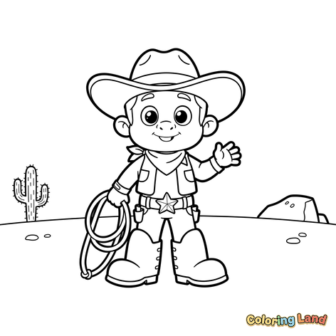 Süßer Cowboy Winkt Hallo