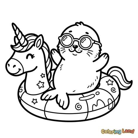Phoque dans une bouée licorne