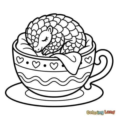 Schlafendes Schuppentier in einer Teetasse